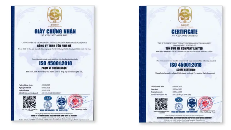 Từ đội ngũ lãnh đạo đến người lao động tại Tôn Phú Mỹ đều tuân thủ ISO 45001:2018 một cách nghiêm ngặt