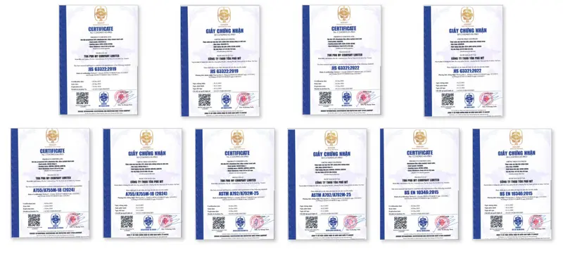 Tôn Phú Mỹ thoả mãn nhiều tiêu chuẩn quốc tế khắt khe từ châu Á, châu Âu, đến châu Mỹ